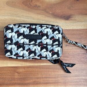 Vera Bradley Black and Gray Quilted Wristlet Scottie Dog